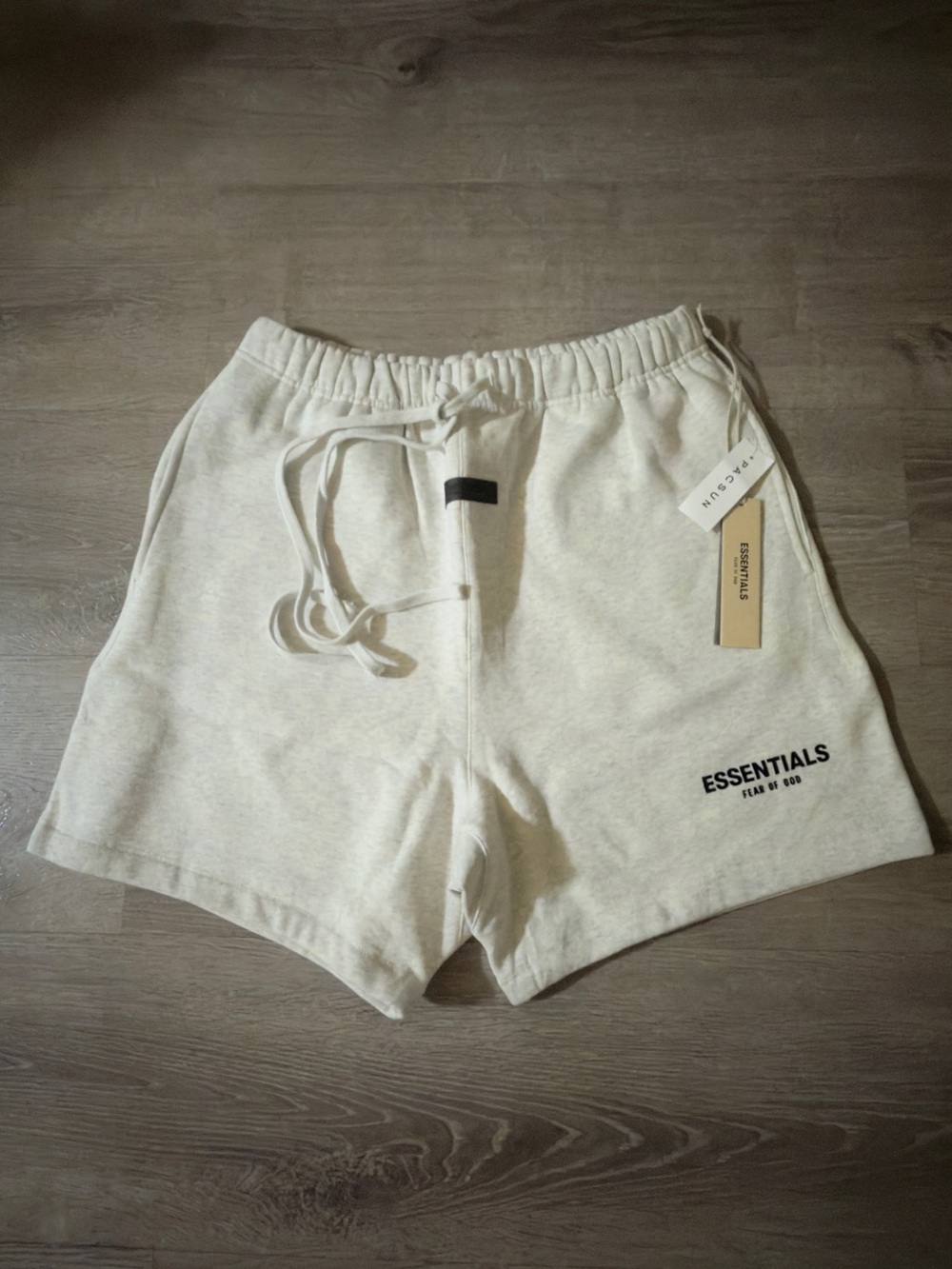 Fear of God ESSENTIALS Men’s Light Oatmeal Drawstring Fleece Shorts